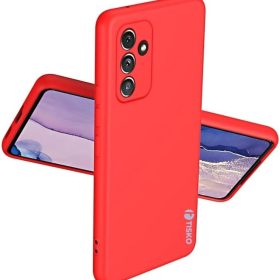 Tisko Soft Silicone Mobile Cover With Microfiber Layer Inside For Samsuang A54 (Rose Red)